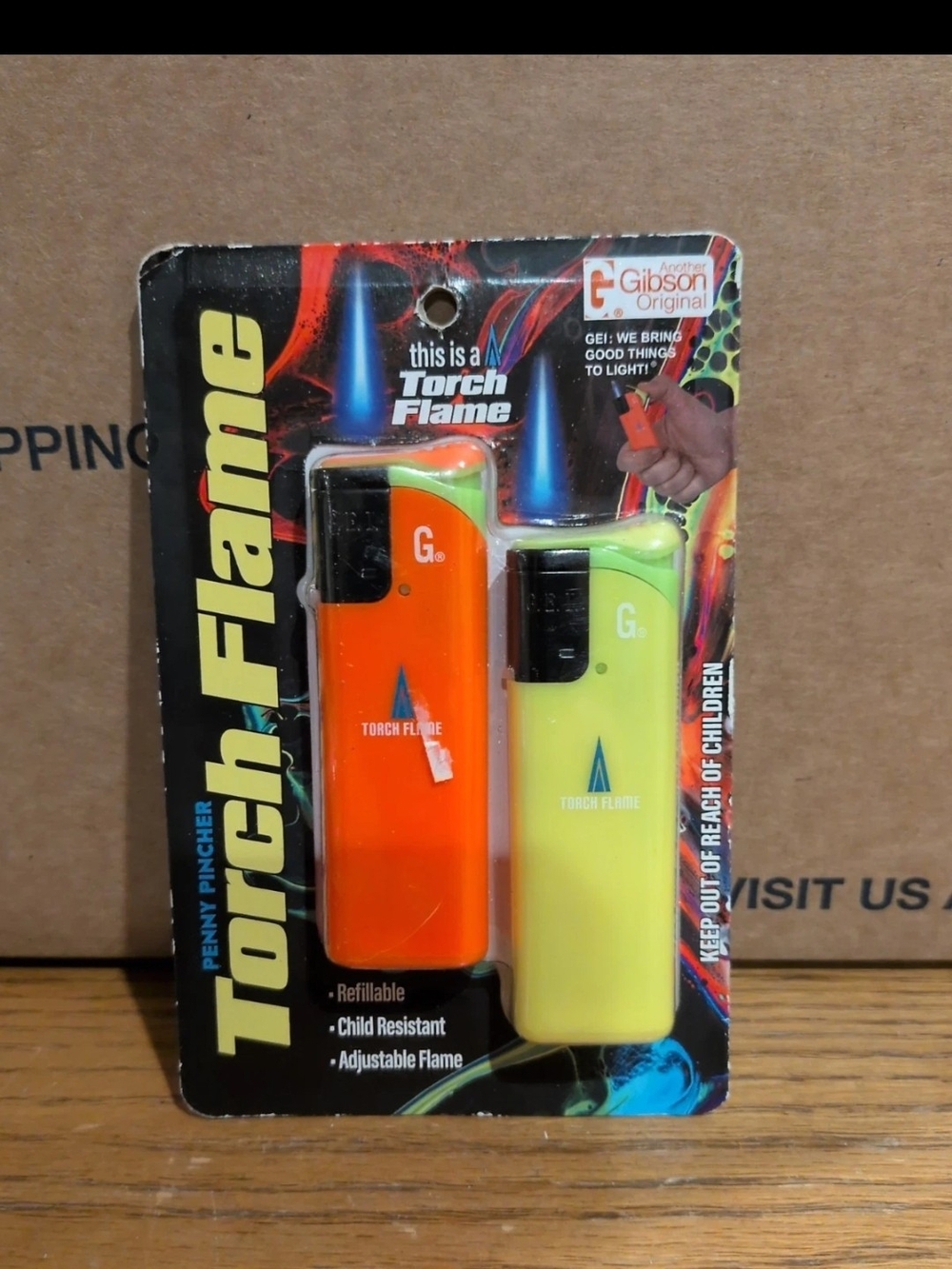 Torch Flame Refillable Pocket Lighters - Orange & Yellow